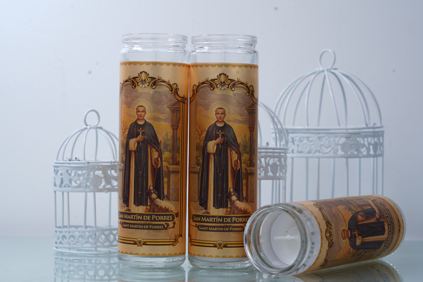 Marica Blessing Devotional Prayer Candle forSan Martín de Porres Great for Sanctury, Vigils, Church, Cemetery, Home, 5.28 Oz (150 g) One wick Unscented White Color Candle, Over 35 Hours of Burn Time