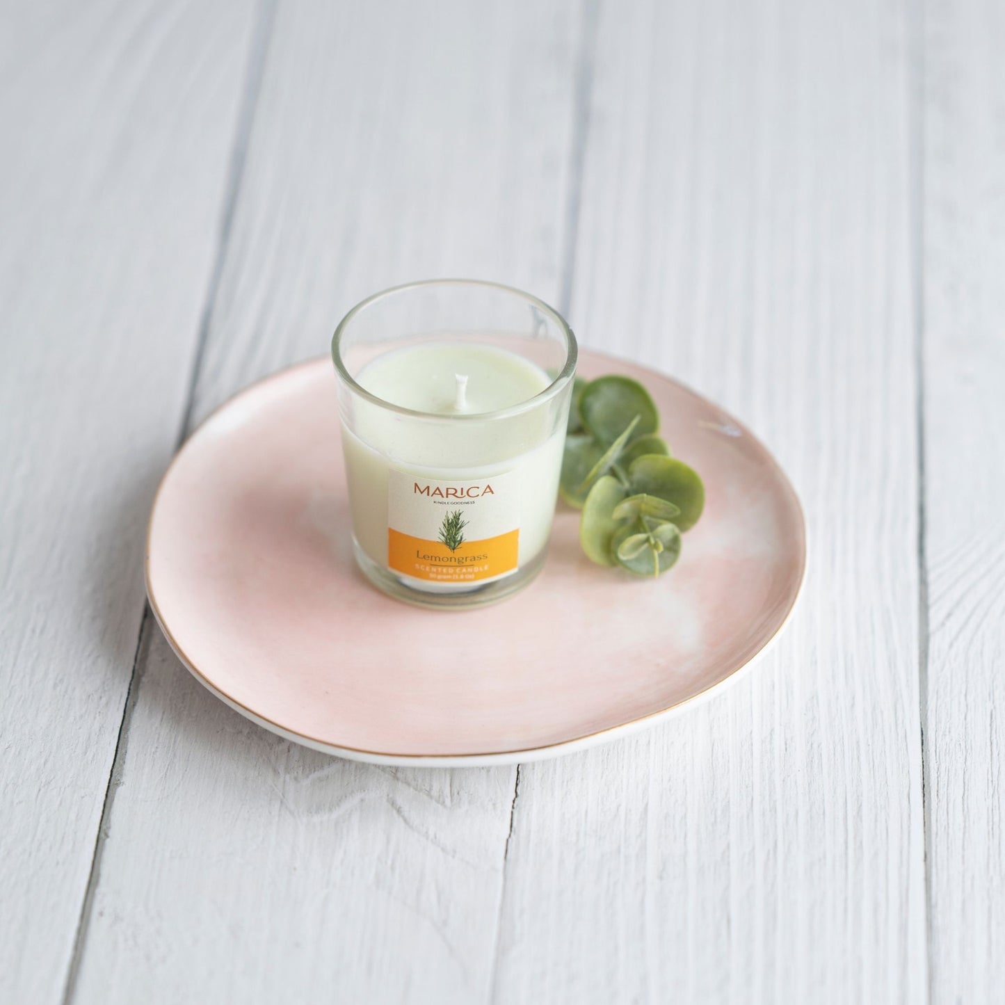 Marica Candle Lemon Grass Scented, Shot Glass, 1.7Oz , Over 12 Hours of Burn Time