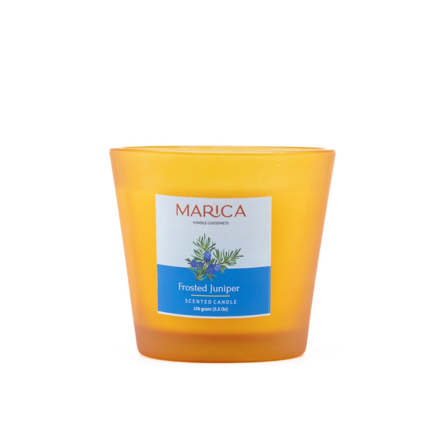 Marica Candle Frosted Juniper Scented, Tapered V Cup, 5.5 Oz (157 G), One Wick One wick Scanted candle,Over 39 Hours of Burn Time.