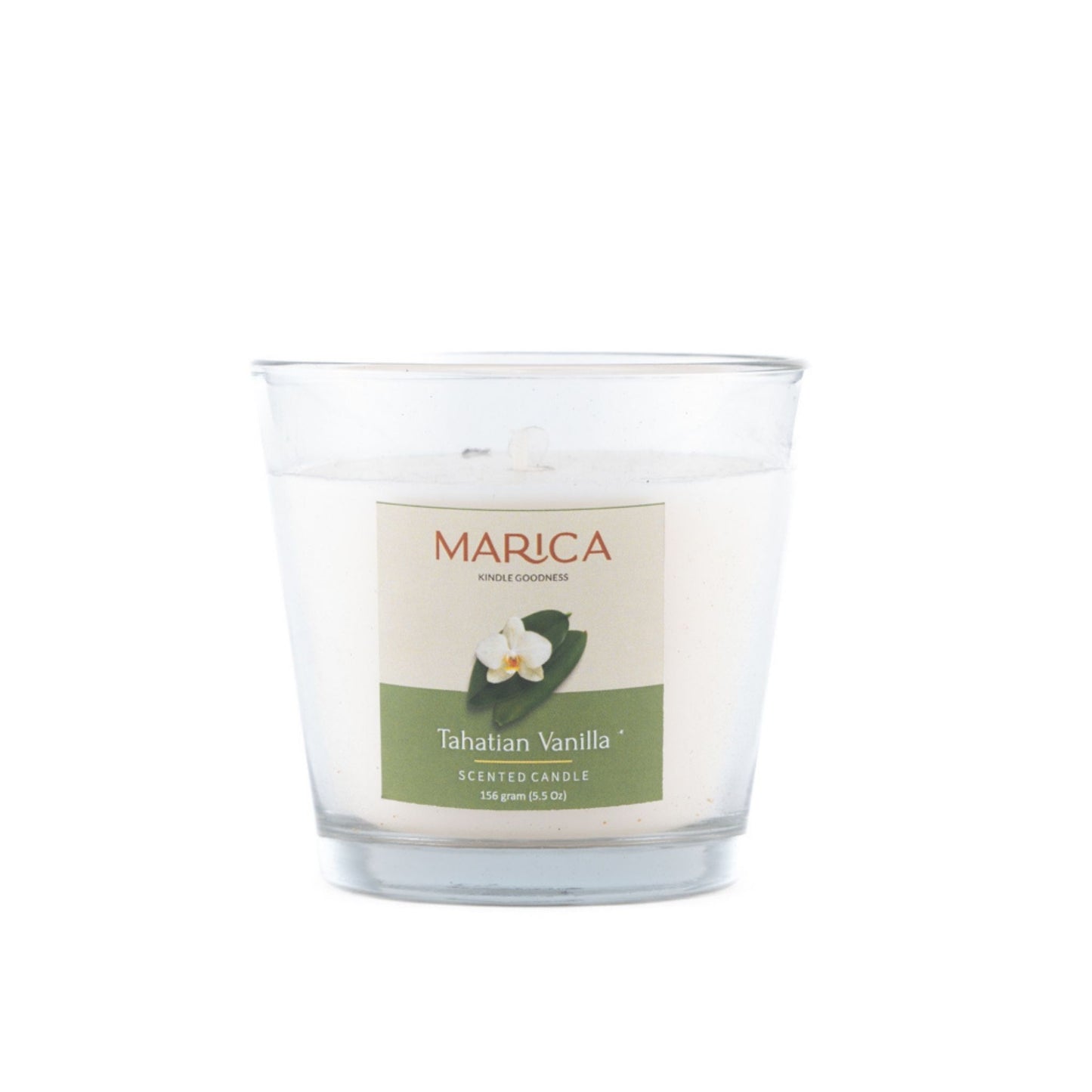 Marica Candle Tahatian Vanilla Scented, Tapered V Cup, 5.5 Oz (157 G), One Wick One wick Scanted candle,Over 39 Hours of Burn Time.