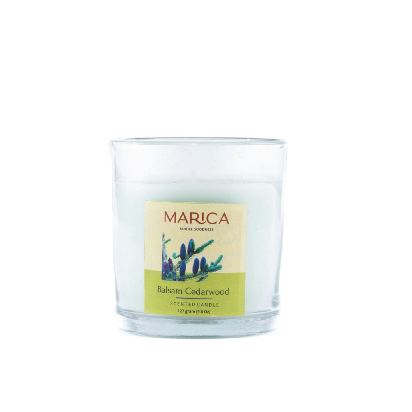 Marica Candle Balsam Cedarwood Scented, Straight Glass, 4.5Oz , Over 31 Hours of Burn Time