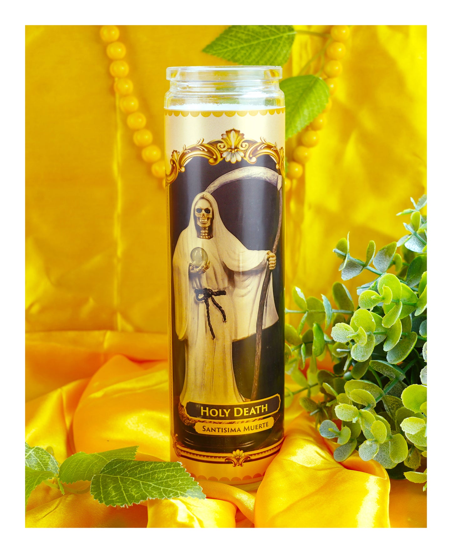 Marica Blessing Devotional Prayer Candle for Holy Death(White) Great for Sanctury, Vigils, Church, Cemetery, Home, 10.6 Oz (300 g) One wick Unscented White Color Candle, Over 70 Hours of Burn Time