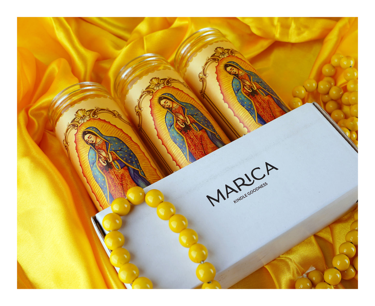 Marica Blessing Devotional Prayer Candle for Vergen de Guadalupe, Great for Sanctury, Vigils, Church, Cemetery, Home, 5.28 Oz (150 g) One wick Unscented white color Candle, Over 35 Hours of Burn Time