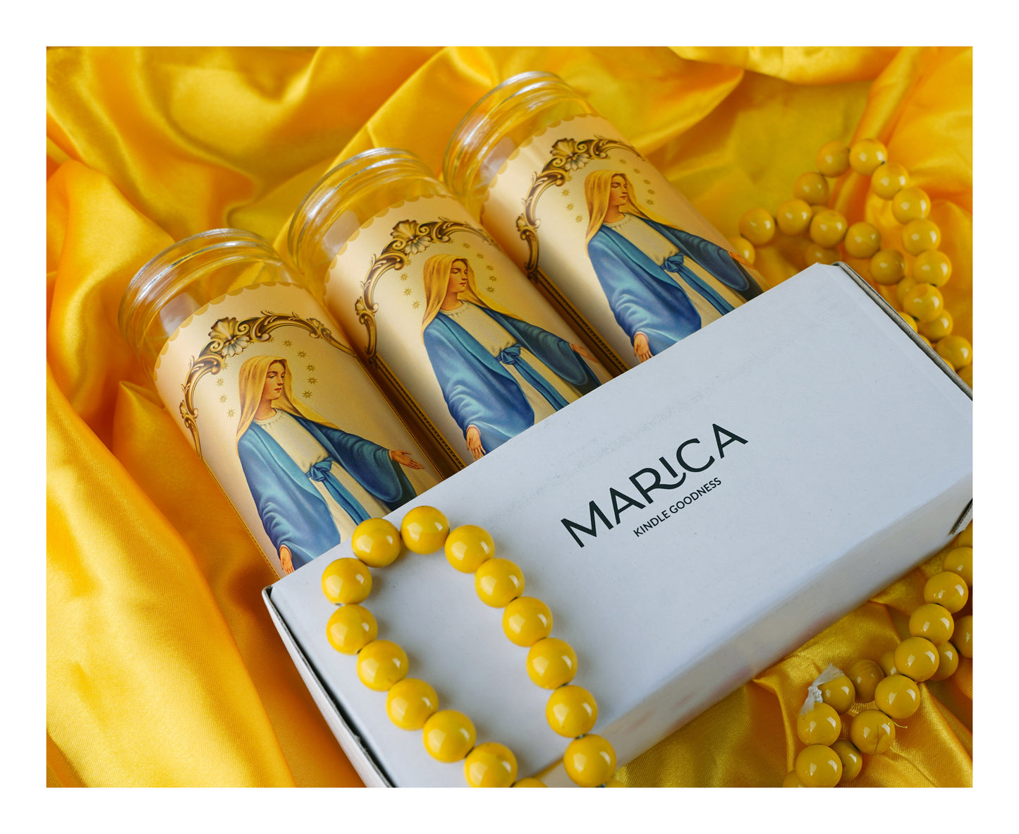 Marica Blessing Devotional Prayer Candle for Maria Milagrosa Great for Sanctury, Vigils, Church, Cemetery, Home, 5.28 Oz (150 g) One wick Unscented White Color Candle, Over 35 Hours of Burn Time