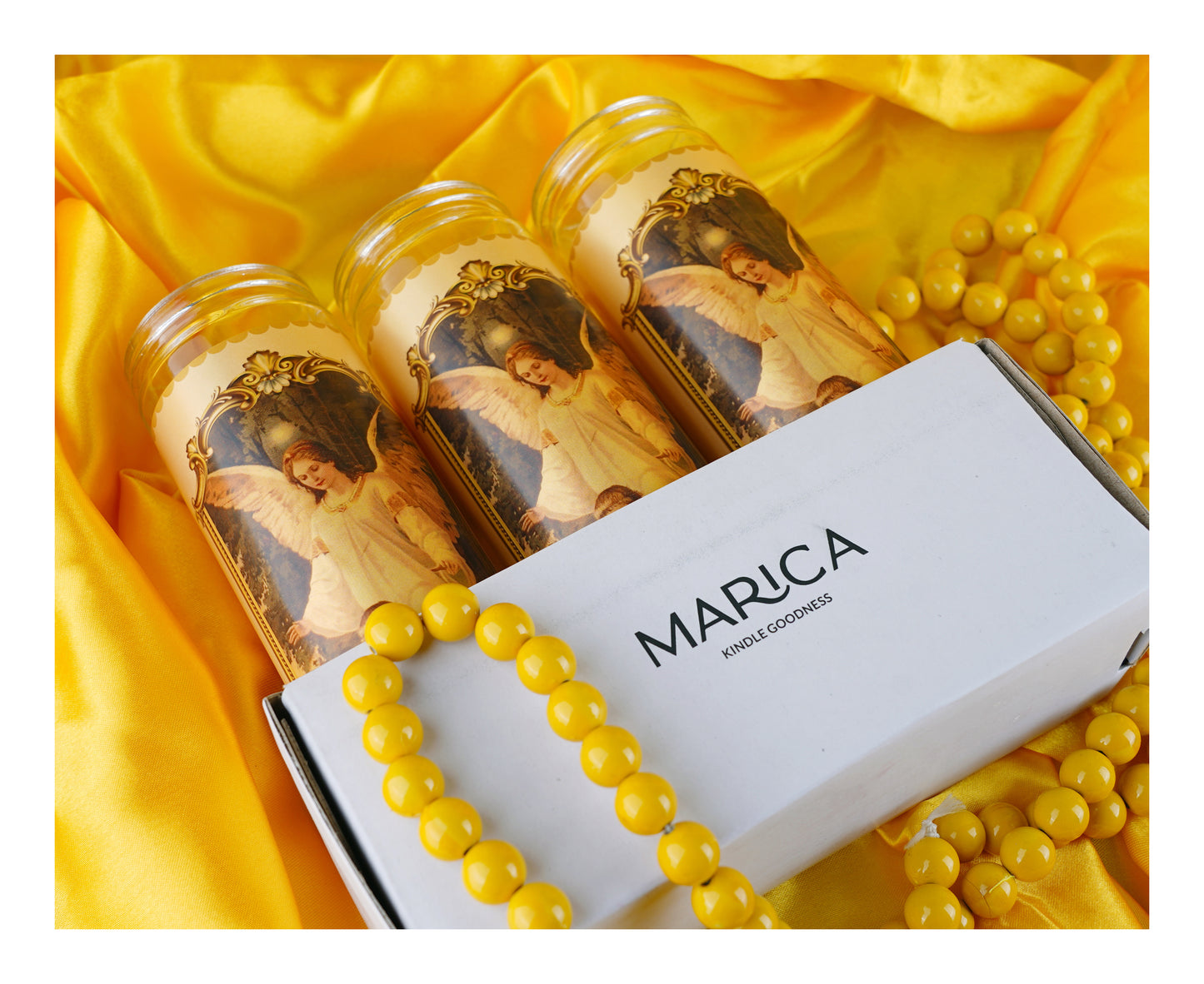 Marica Blessing Devotional Prayer Candle for Angel De La Guarda  , Great for Sanctury, Vigils, Church, Cemetery, Home, 5.28 Oz (150 g) One wick Unscented  White Color Candle, Over 35 Hours of Burn Time