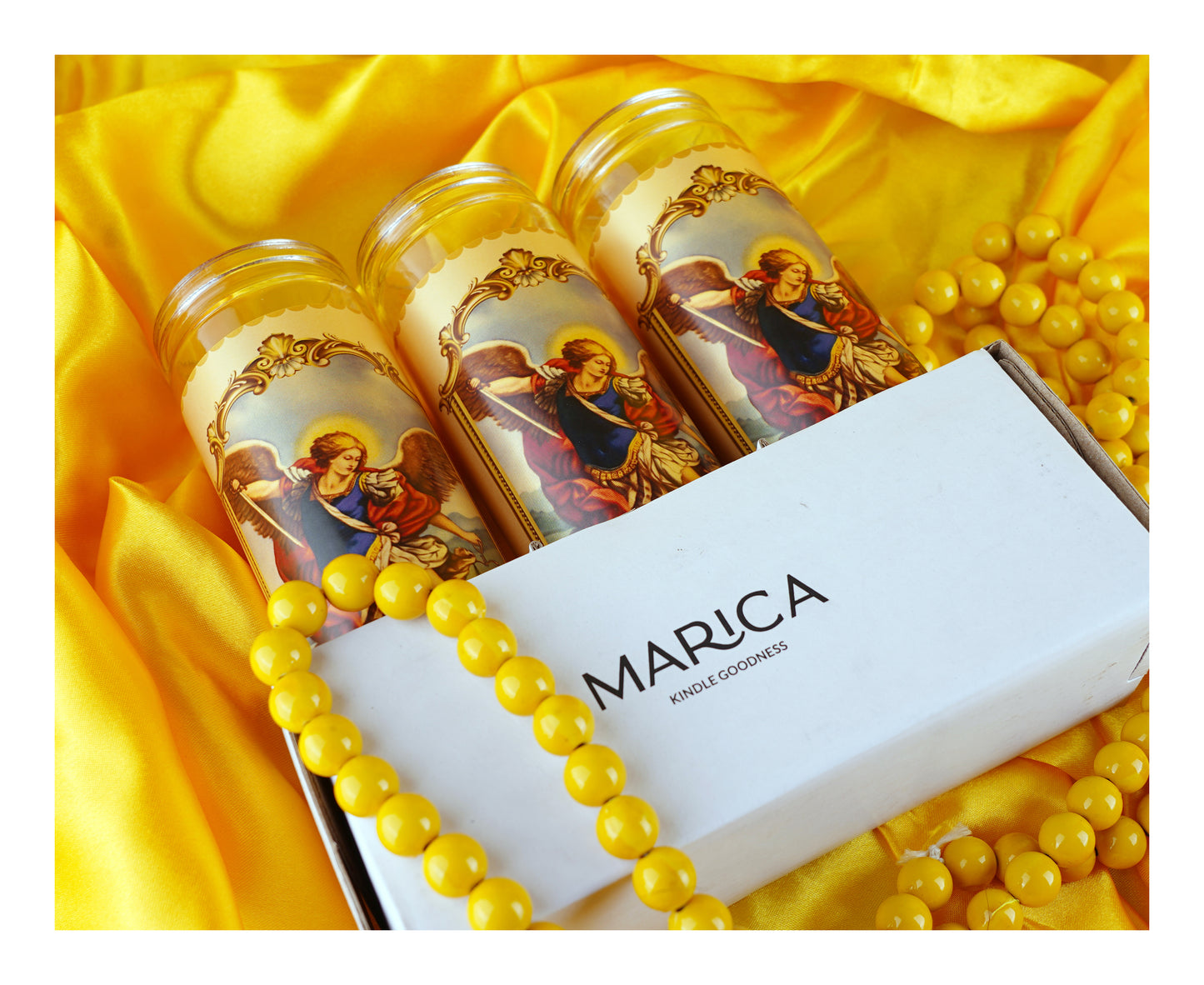 Marica Blessing Devotional Prayer Candle for  San Miguel Great for Sanctury, Vigils, Church, Cemetery, Home, 5.28 Oz (150 g) One wick Unscented  Red  Color Candle, Over 35 Hours of Burn Time