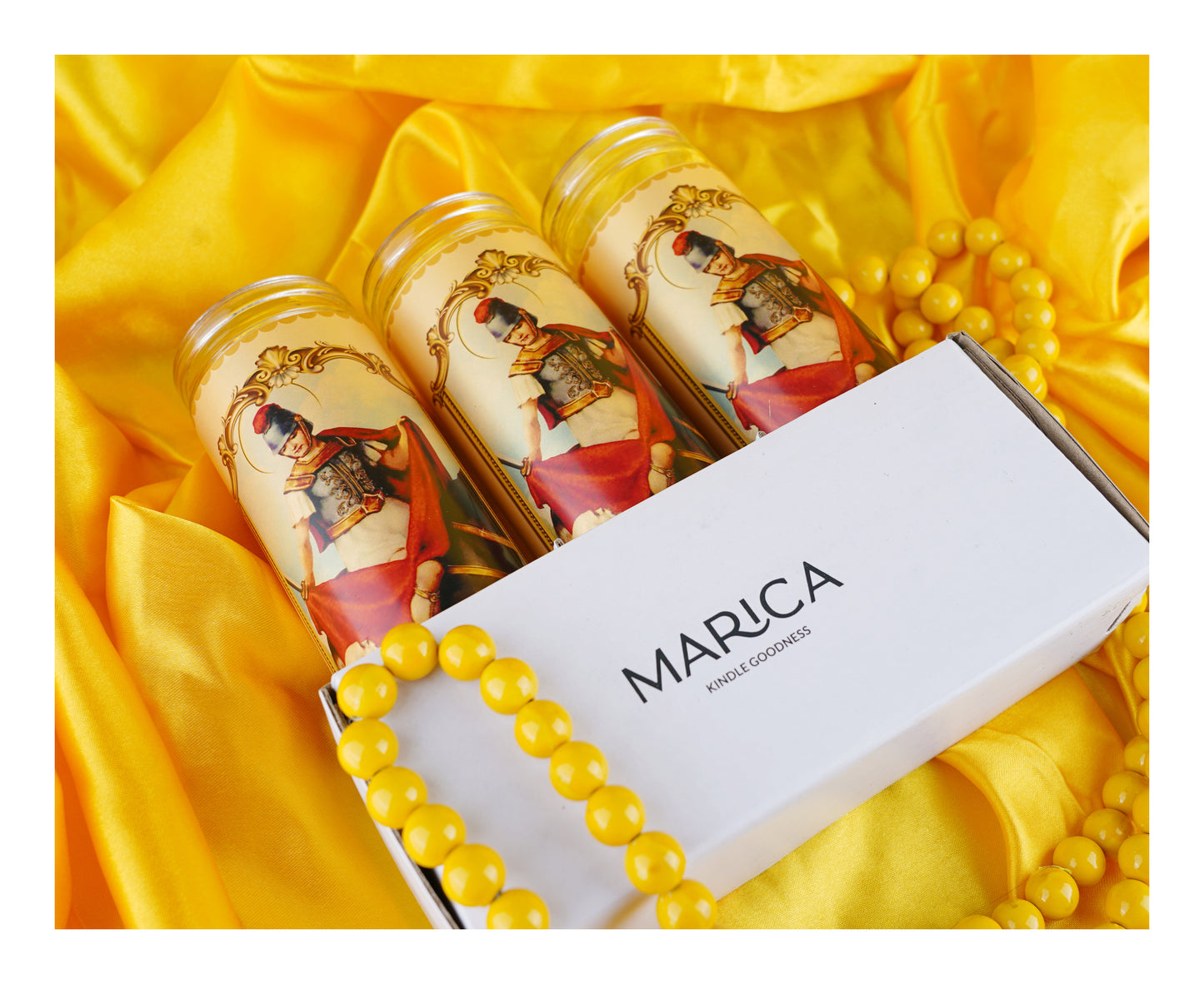 Marica Blessing Devotional Prayer Candle for San Martín Caballero Great for Sanctury, Vigils, Church, Cemetery, Home, 5.28 Oz (150 g) One wick Unscented  RED  Color Candle, Over 35 Hours of Burn Time