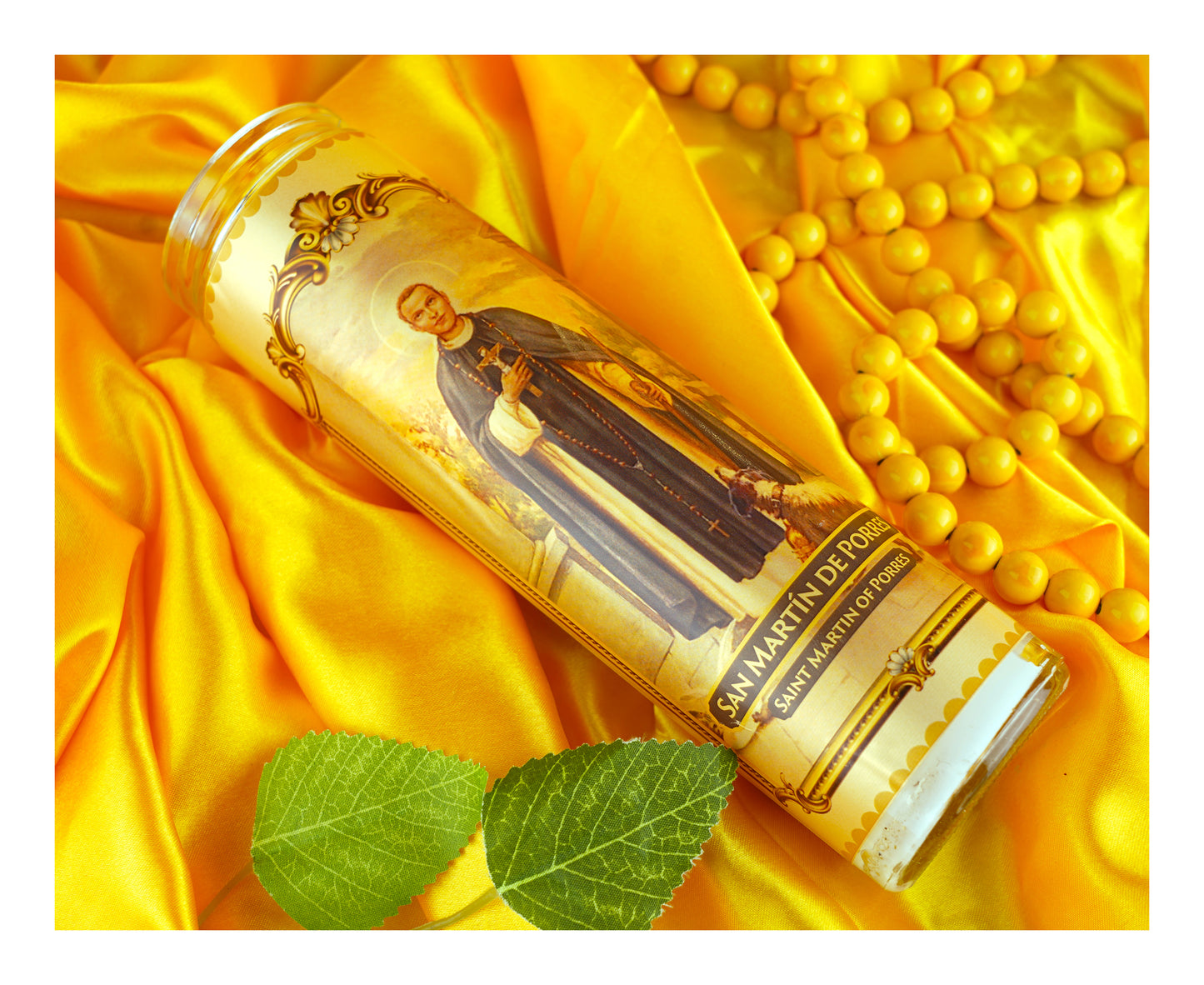 Marica Blessing Devotional Prayer Candle forSan Martín de Porres Great for Sanctury, Vigils, Church, Cemetery, Home,10.6 Oz (300 g)One wick Unscented  White  Color Candle, Over 70 Hours of Burn Time