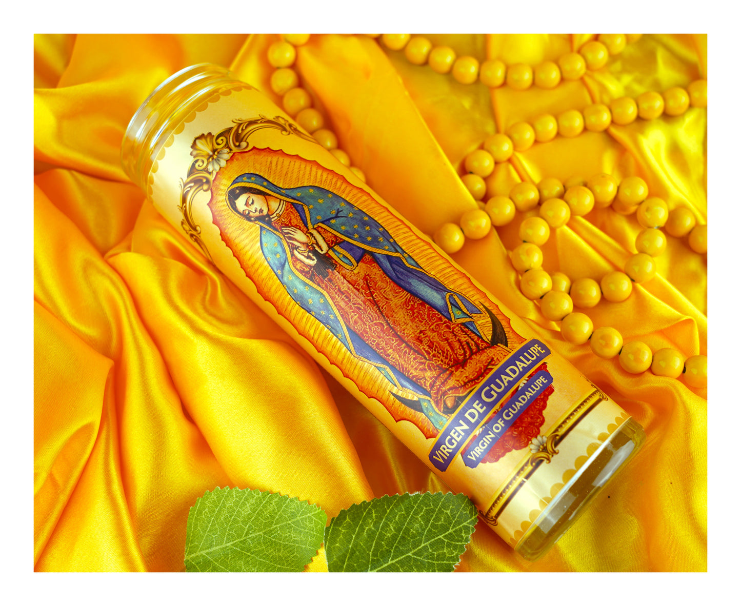 Marica Blessing Devotional Prayer Candle for Vergen de Guadalupe, Great for Sanctury, Vigils, Church, Cemetery, Home, 10.6 Oz (300 g) One wick Unscented white color Candle, Over70 Hours of Burn Time