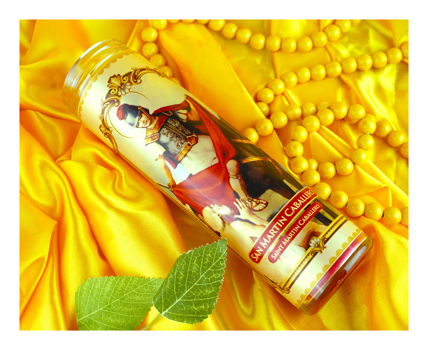 Marica Blessing Devotional Prayer Candle for San Martín Caballero Great for Sanctury, Vigils, Church, Cemetery, Home,10.6 Oz (300 g) One wick Unscented  RED  Color Candle, Over 70 Hours of Burn Time