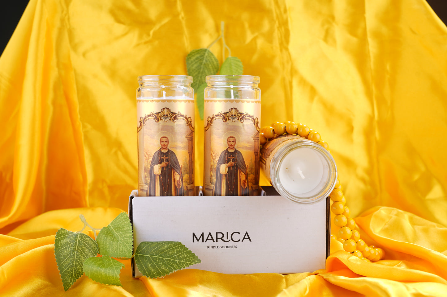 Marica Blessing Devotional Prayer Candle forSan Martín de Porres Great for Sanctury, Vigils, Church, Cemetery, Home, 5.28 Oz (150 g) One wick Unscented  White  Color Candle, Over 35 Hours of Burn Time