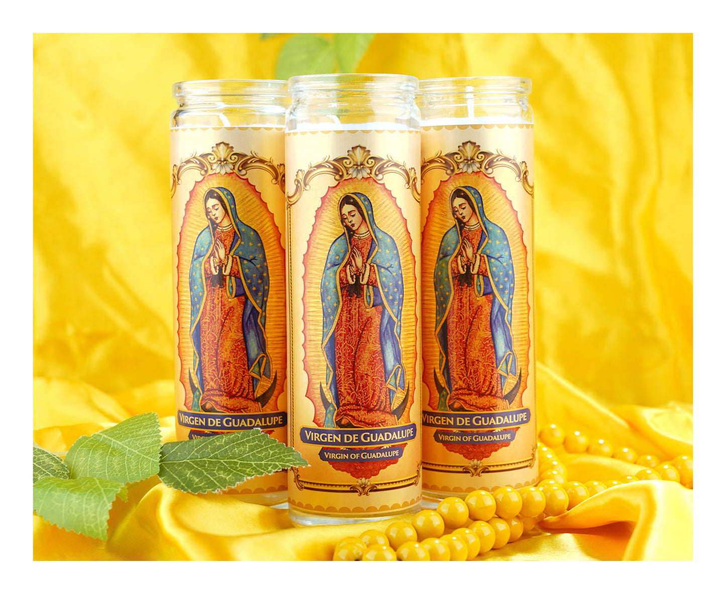 Marica Blessing Devotional Prayer Candle for Vergen de Guadalupe, Great for Sanctury, Vigils, Church, Cemetery, Home, 5.28 Oz (150 g) One wick Unscented white color Candle, Over 35 Hours of Burn Time