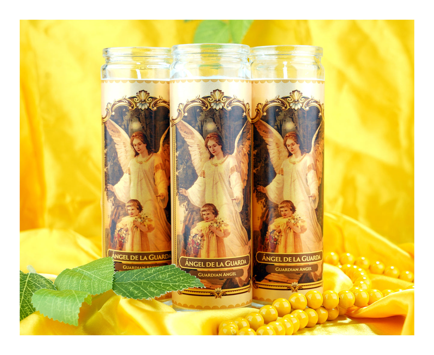 Marica Blessing Devotional Prayer Candle for Angel De La Guarda  , Great for Sanctury, Vigils, Church, Cemetery, Home, 5.28 Oz (150 g) One wick Unscented  White Color Candle, Over 35 Hours of Burn Time