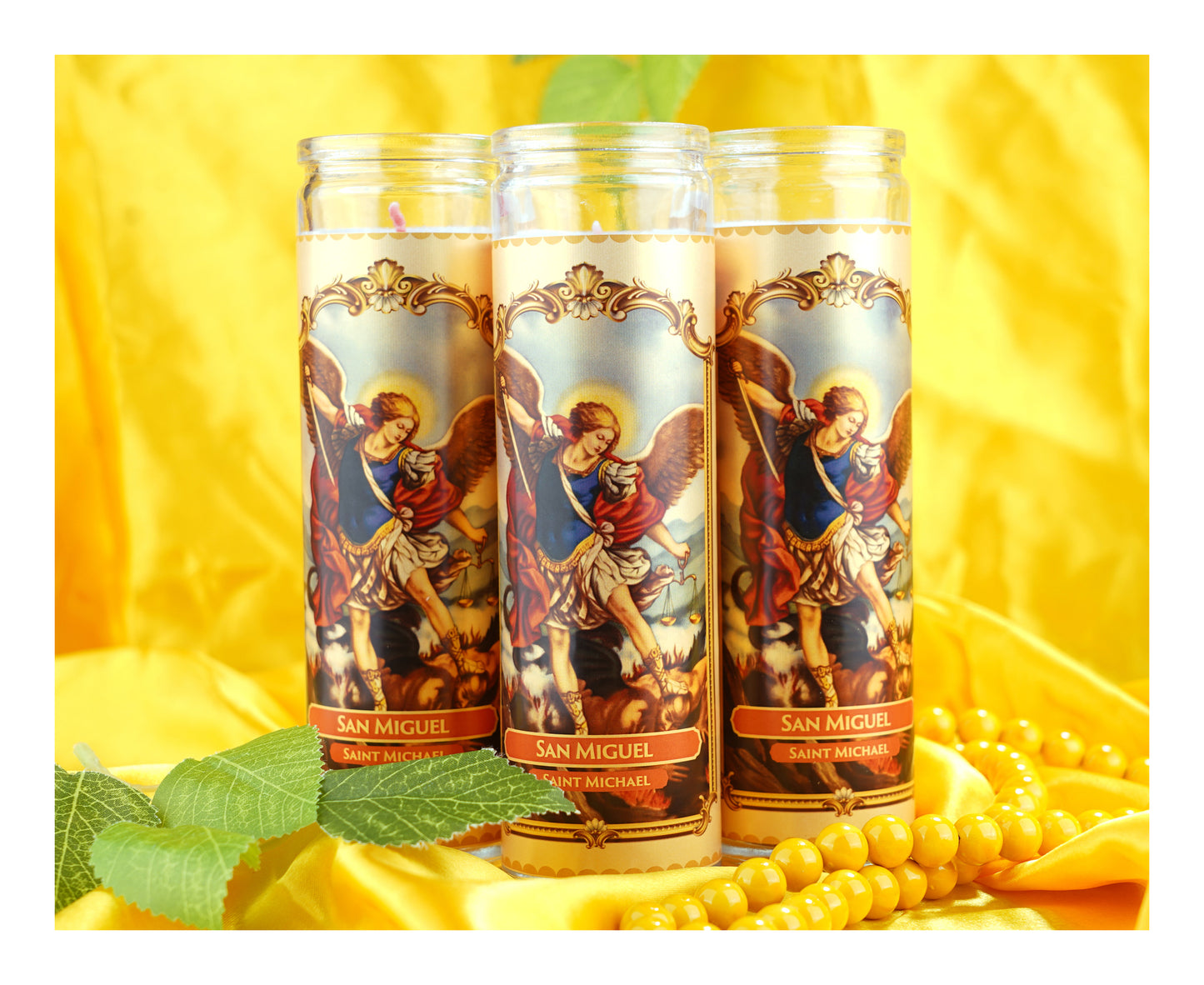 Marica Blessing Devotional Prayer Candle for  San Miguel Great for Sanctury, Vigils, Church, Cemetery, Home, 5.28 Oz (150 g) One wick Unscented  Red  Color Candle, Over 35 Hours of Burn Time