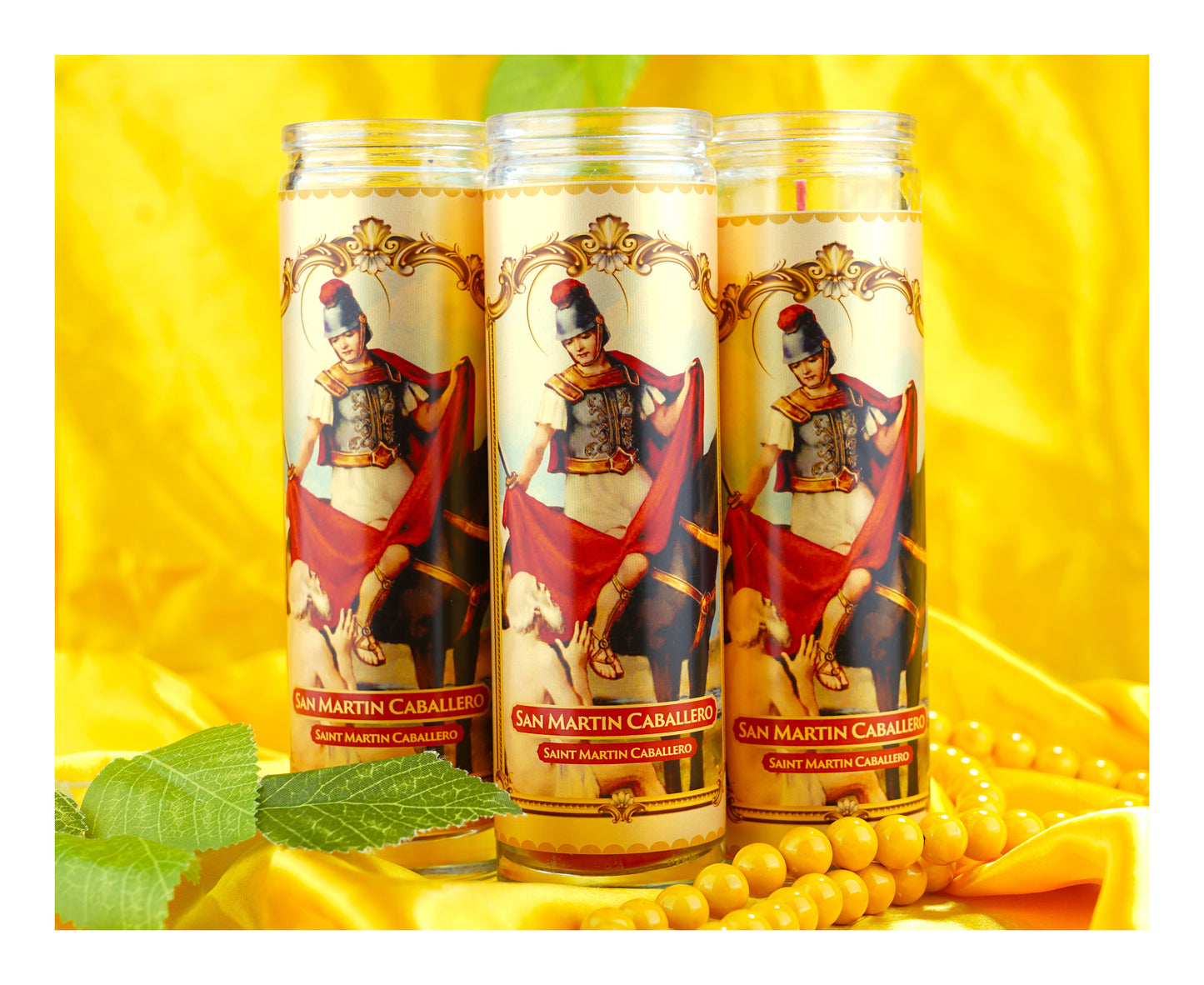 Marica Blessing Devotional Prayer Candle for San Martín Caballero Great for Sanctury, Vigils, Church, Cemetery, Home, 5.28 Oz (150 g) One wick Unscented  RED  Color Candle, Over 35 Hours of Burn Time