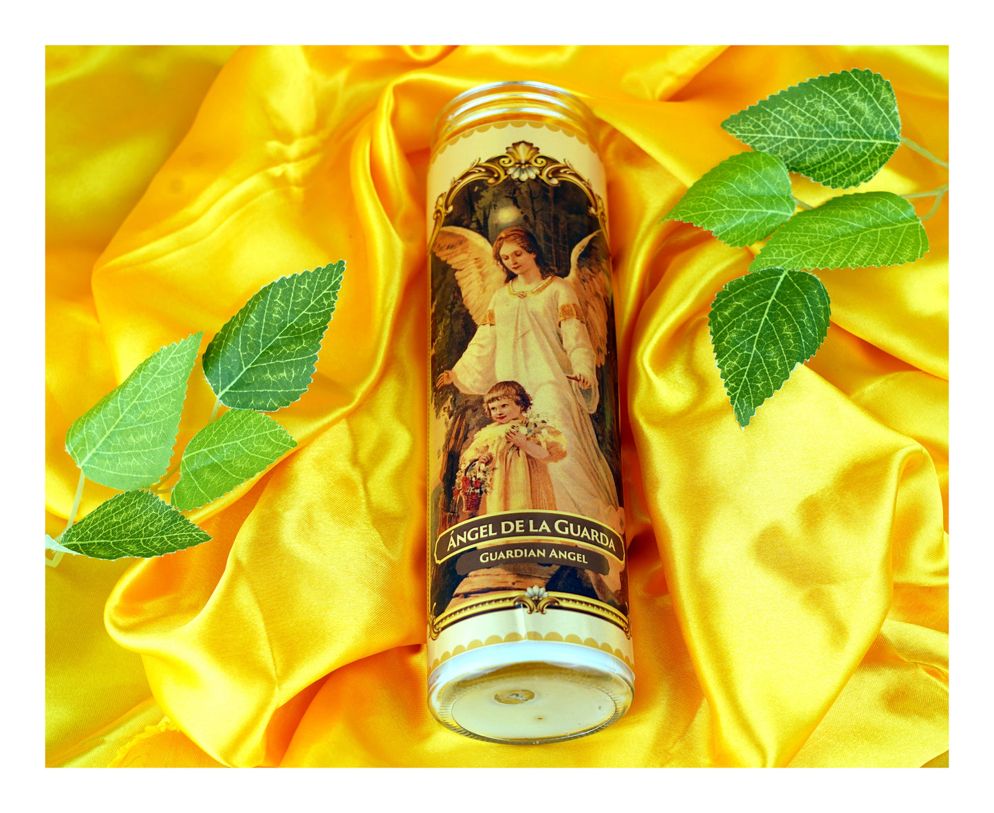 Marica Blessing Devotional Prayer Candle for Angel De La Guarda  , Great for Sanctury, Vigils, Church, Cemetery, Home, 10.6 Oz (300 g)One wick Unscented  White Color Candle, Over 35 Hours of Burn Time