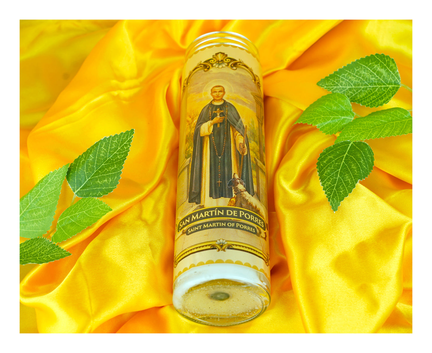 Marica Blessing Devotional Prayer Candle forSan Martín de Porres Great for Sanctury, Vigils, Church, Cemetery, Home,10.6 Oz (300 g)One wick Unscented  White  Color Candle, Over 70 Hours of Burn Time