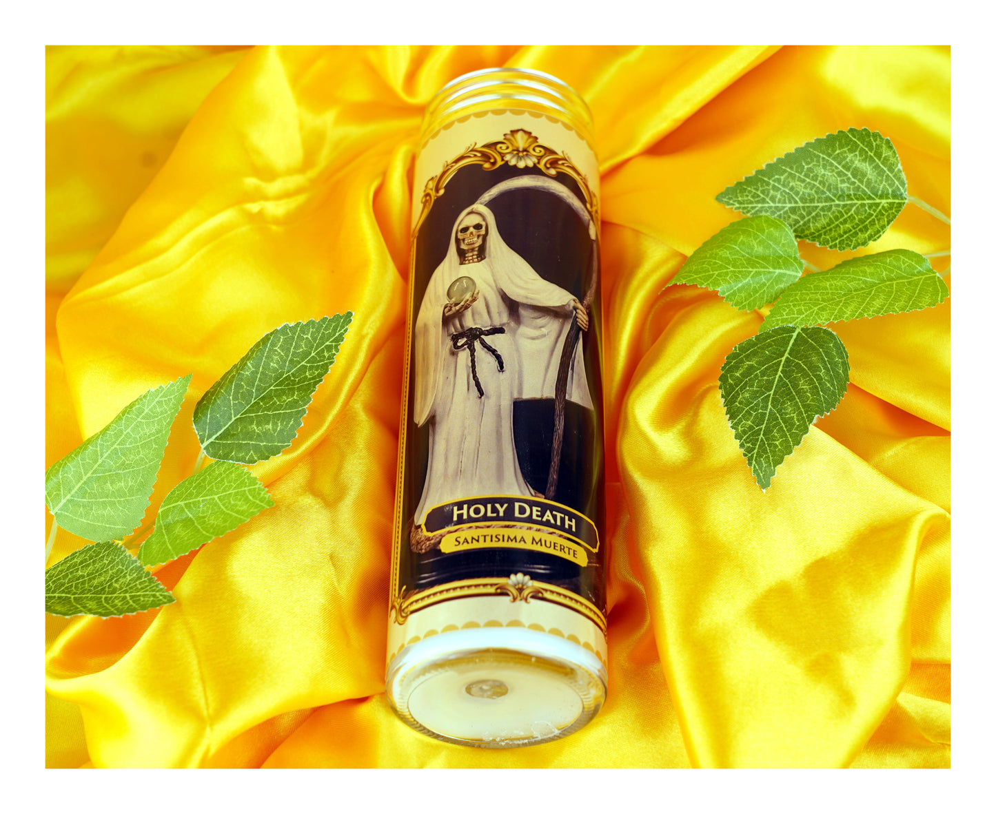 Marica Blessing Devotional Prayer Candle for Holy Death(White) Great for Sanctury, Vigils, Church, Cemetery, Home, 10.6 Oz (300 g) One wick Unscented White Color Candle, Over 70 Hours of Burn Time