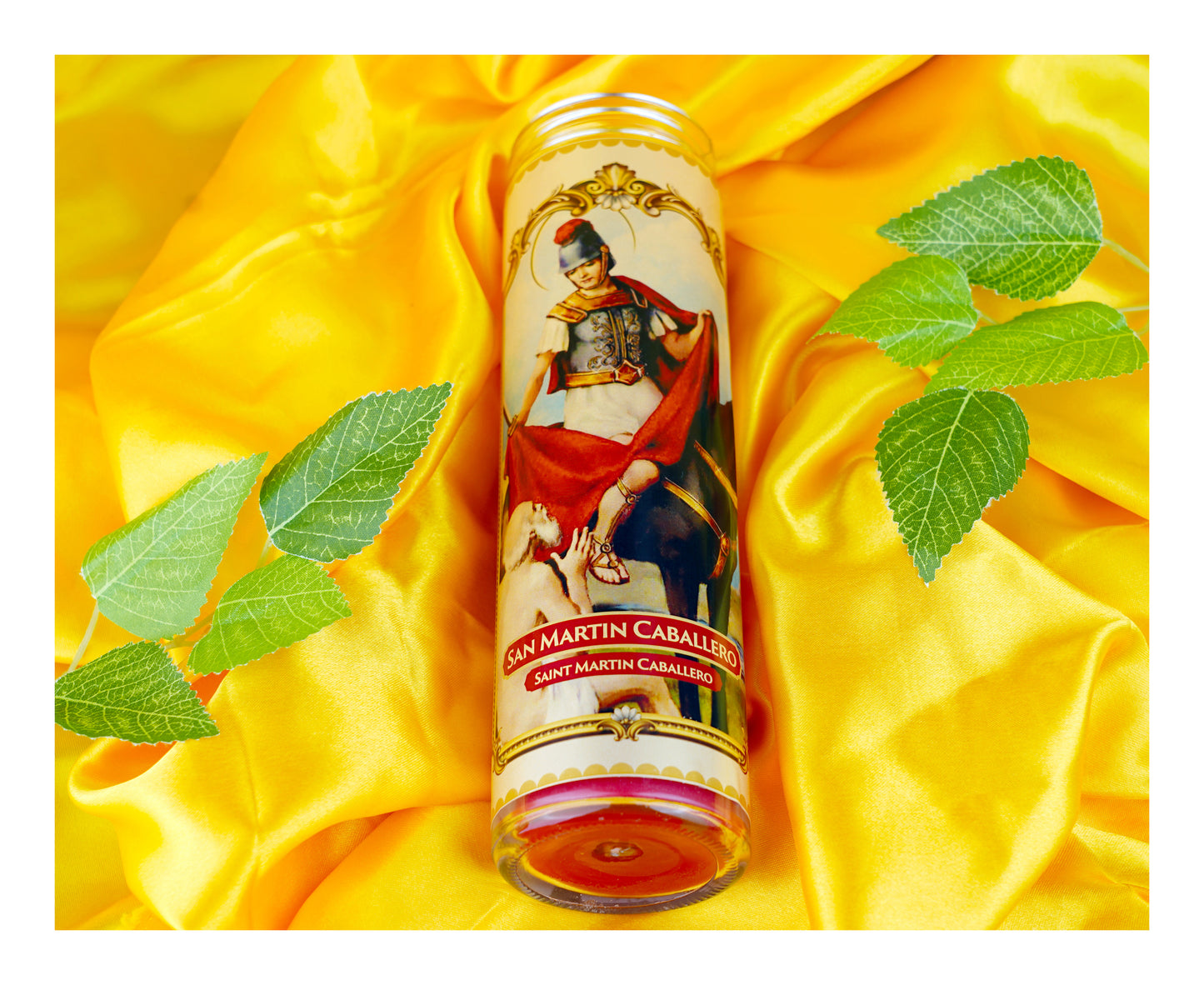 Marica Blessing Devotional Prayer Candle for San Martín Caballero Great for Sanctury, Vigils, Church, Cemetery, Home,10.6 Oz (300 g) One wick Unscented  RED  Color Candle, Over 70 Hours of Burn Time