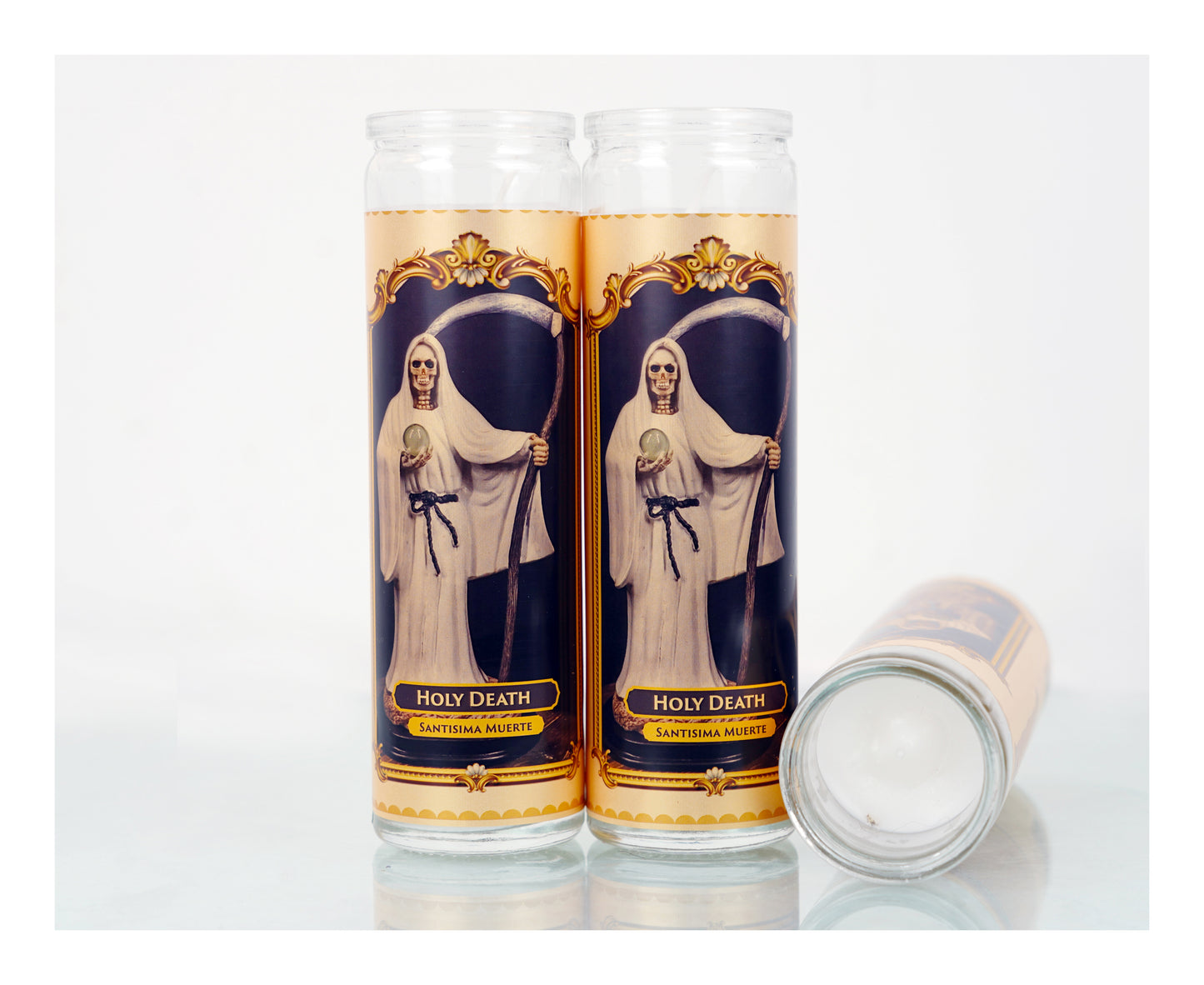 Marica Blessing Devotional Prayer Candle for Holy Death(White) Great for Sanctury, Vigils, Church, Cemetery, Home, 5.28 Oz (150 g) One wick Unscented White Color Candle, Over 35 Hours of Burn Time