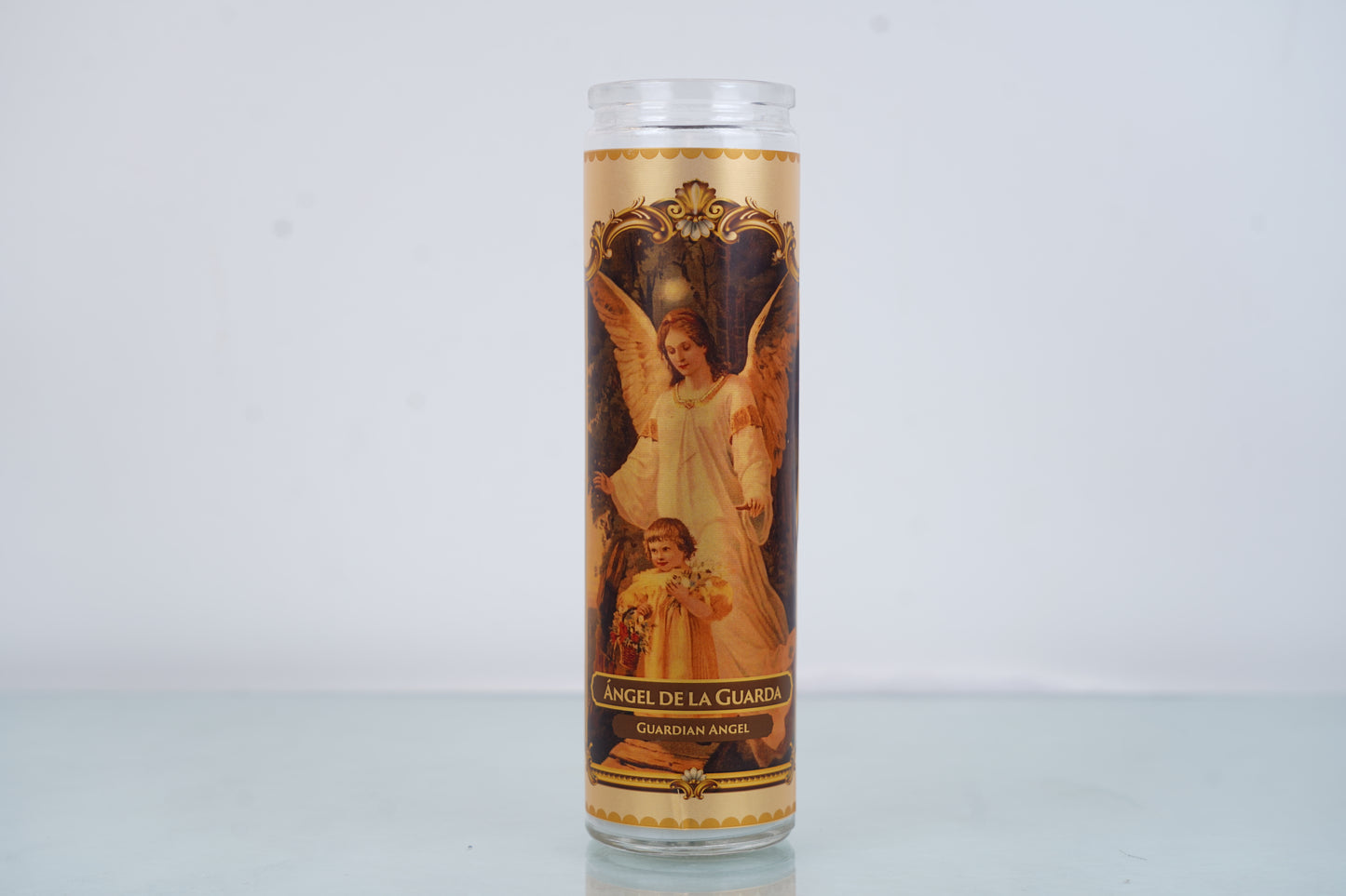 Marica Blessing Devotional Prayer Candle for Angel De La Guarda  , Great for Sanctury, Vigils, Church, Cemetery, Home, 5.28 Oz (150 g) One wick Unscented  White Color Candle, Over 35 Hours of Burn Time