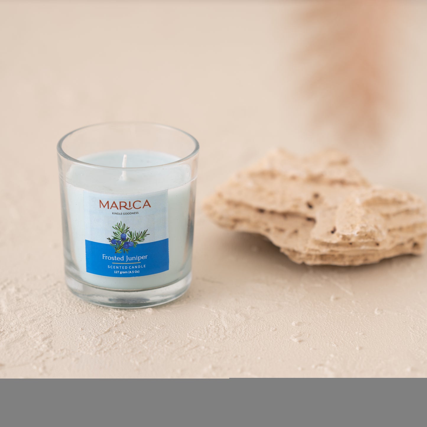 Marica Candle Frosted Juniper Scented,  Straight Glass, 4.5Oz , Over 31 Hours of Burn Time