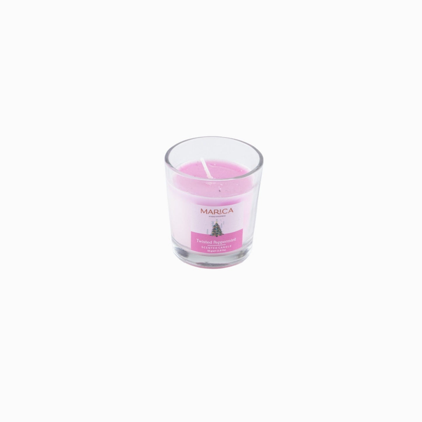 Marica Candle Twisted Peppermint Scented,  Shot Glass, 1.7Oz , Over 12 Hours of Burn Time