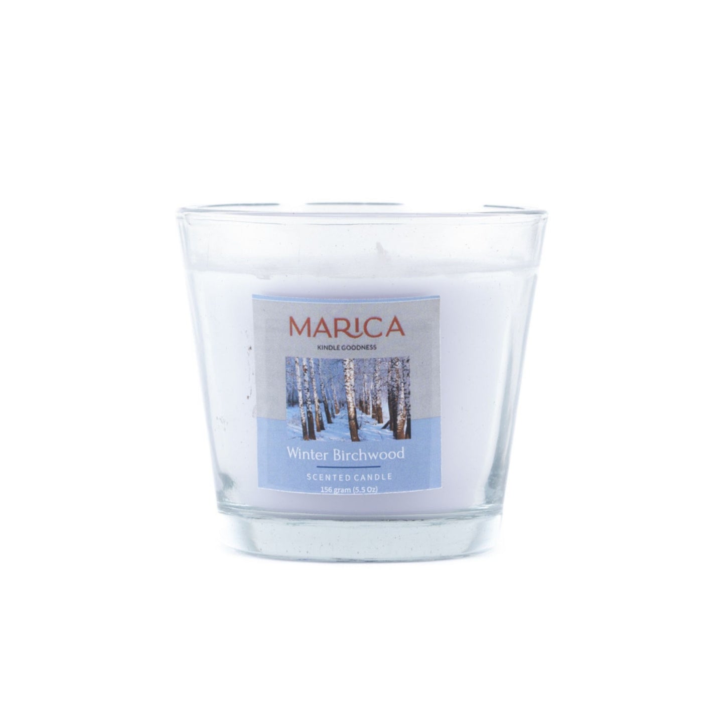 Marica Candle Winter Birchwood Scented, Tapered V Cup, 5.5 Oz (157 G), One Wick  One wick Scanted candle,Over 39 Hours of Burn Time.