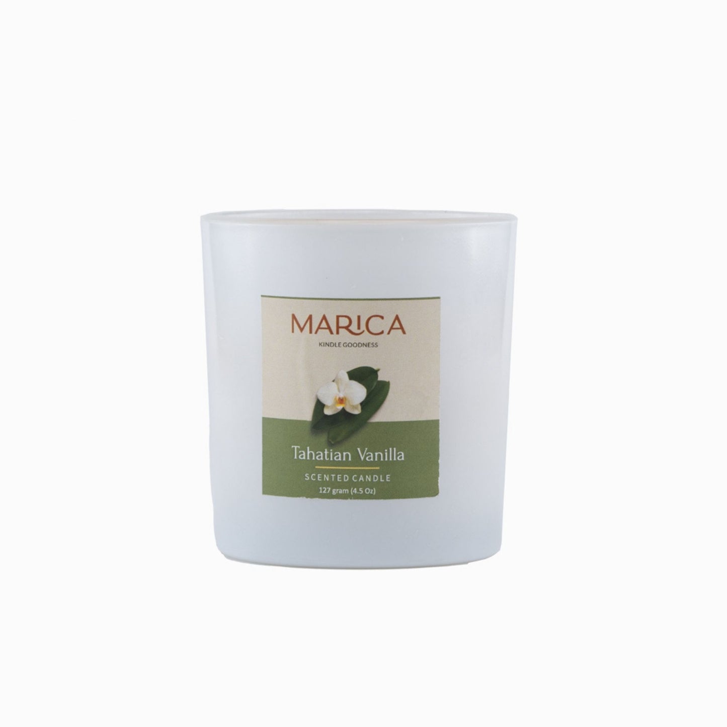 Marica Candle Tahitian Vanilla Scented, Straight Glass, 4.5Oz , Over 31 Hours of Burn Time