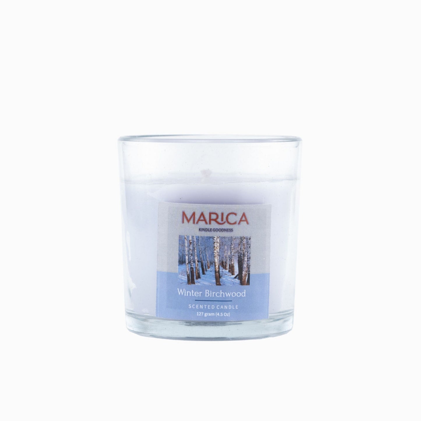 Marica Candle Winter Birchwood Scented,  Straight Glass, 4.5Oz , Over 31 Hours of Burn Time