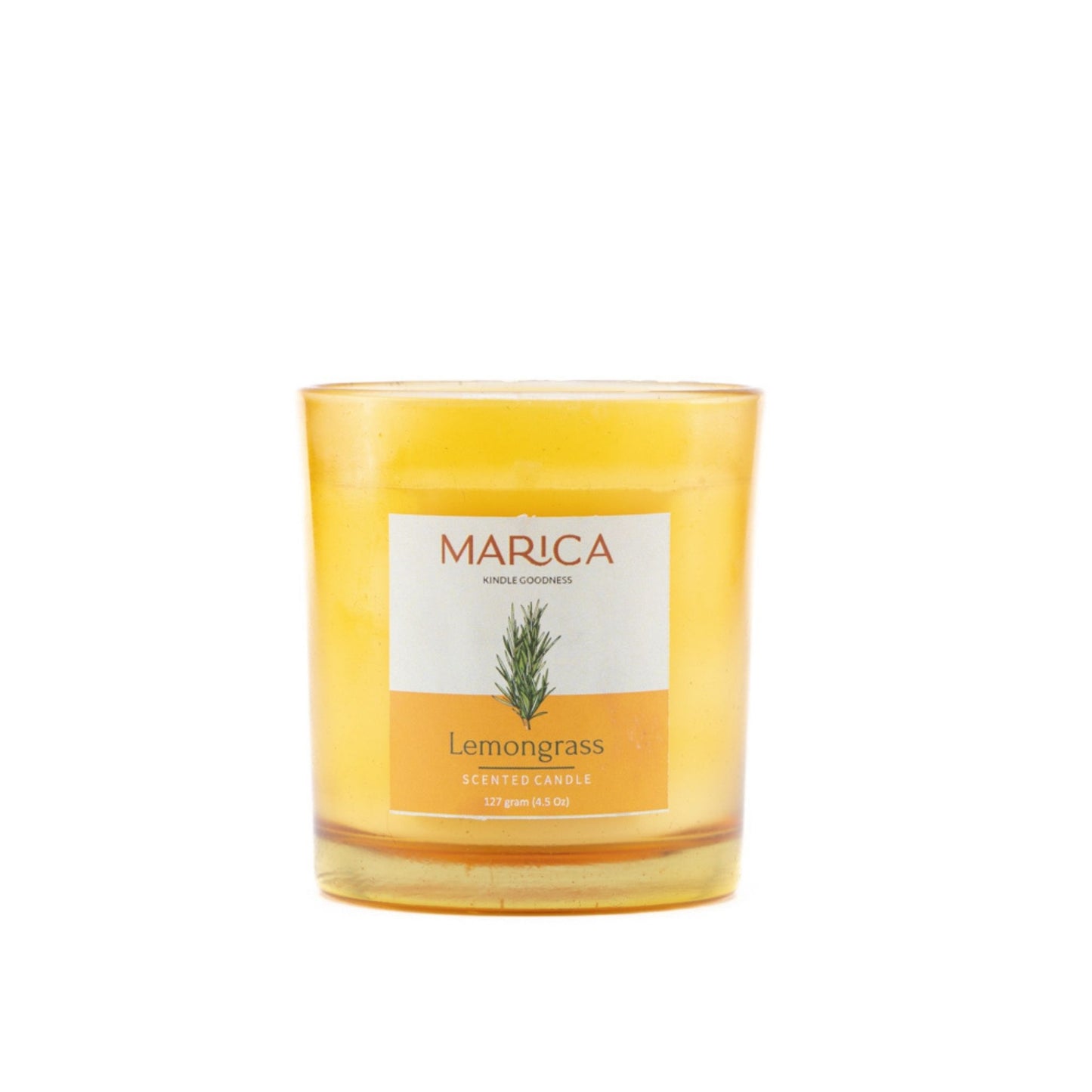 Marica Candle Lemon Grass Scented,  Straight Glass, 4.5Oz , Over 31 Hours of Burn Time