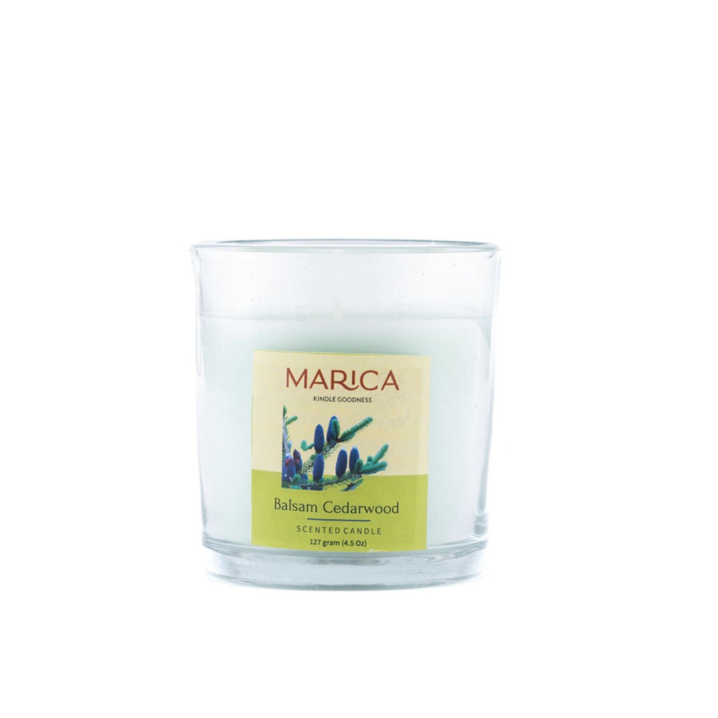 Marica Candle Balsam Cedarwood Scented,  Straight Glass, 4.5Oz , Over 31 Hours of Burn Time