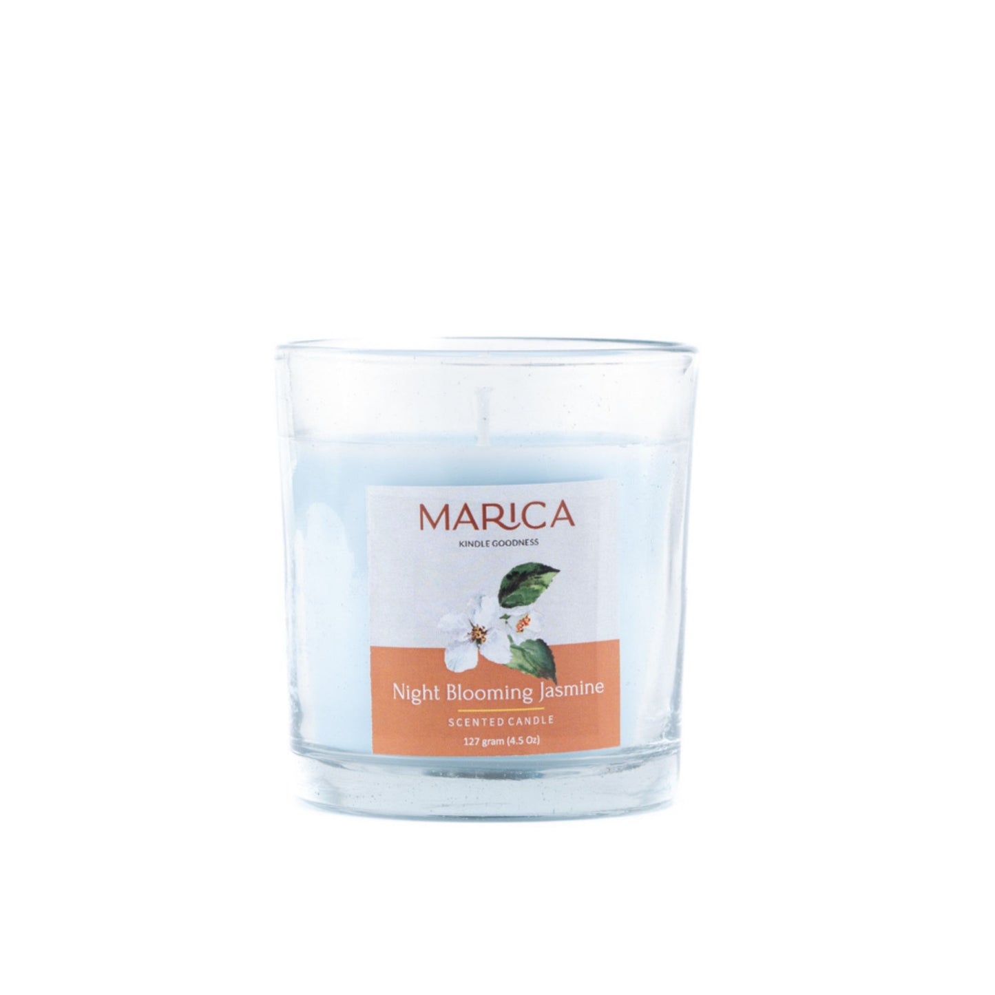 Marica Candle Night Blooming Jasmine Scented,  Straight Glass, 4.5Oz , Over 31 Hours of Burn Time